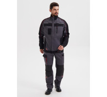 Костюм КОСТА куртка+брюки, цв. серый/чёрный/красный (тк.Tomboy)