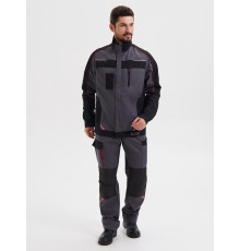 Костюм КОСТА куртка+брюки, цв. серый/чёрный/красный (тк.Tomboy)