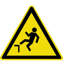 Знак W15 "ОСТОРОЖНО. ВОЗМОЖНОСТЬ ПАДЕНИЯ С ВЫСОТЫ" (Самокл.треуг. 200)