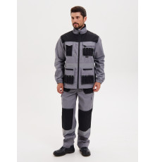 Костюм КАНЗАС ткань 240гр, СОП, куртка+п/к, цвет св.серый с черным