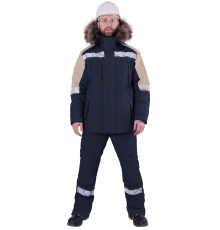 Куртка ХАЙ-ТЕК SAFETY зимняя сине/бежевый (КУР 214)