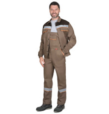 Костюм С-МАСТЕР летний: куртка+п/к, кофейный с тёмно-коричневой отделко