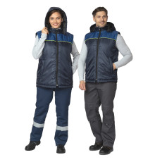 Жилет СУРА утепленный тёмно-синий/василёк/лимонный