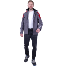 Куртка-штормовка РЕСПЕКТ (Кур 704) (серый/красный)