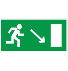 Знак E07 'Направление к эвакуационному выходу направо вниз' (Самокл. 150 х 300)