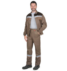 Костюм С-МАСТЕР куртка кор., брюки, кофейный с тёмно-коричневым и оранжевым кантом с СОП