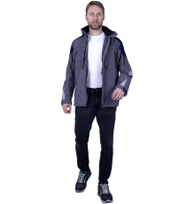 Куртка-штормовка РЕСПЕКТ (Кур 703) (цв. серый/т.синий) БОЛЬШИЕ РАЗМЕРЫ