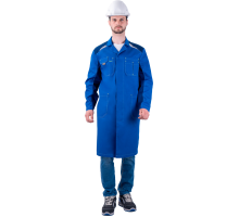 Халат ТУРБО SAFETY летний мужской вас/синий (ХАЛ 555)