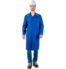 Халат ТУРБО SAFETY летний мужской вас/синий (ХАЛ 555)