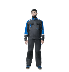 Костюм ФАВОРИТ-МЕГА ТТ (куртка+п/к) серо/василек тк. саржа