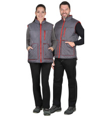 Жилет С-ЕВРОПА удлиненный (на подкладке флис) т.серый (оттенок Баклажан)