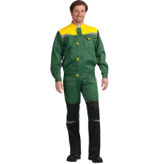 Костюм КМ-10 ЛЮКС (КОС 051) зеленый-желтый (комплект: куртка и полукомб.)