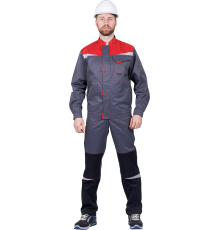 Костюм КМ-10 ЛЮКС (кос 594) серый-красный (комплект: куртка и полукомб.)