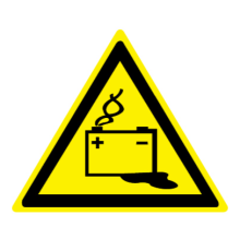 Знак W20 "ОСТОРОЖНО.АККУМУЛЯТОРНЫЕ БАТАРЕИ" (Самокл.треуг. 200)