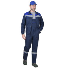 Костюм С-МАСТЕР летний: куртка+п/к, темно-синий с васильковой отделкой