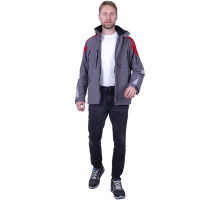 Куртка-штормовка РЕСПЕКТ (Кур 704) (серый/красный) БОЛЬШИЕ РАЗМЕРЫ