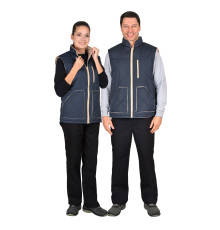 Жилет С-ЕВРОПА удлиненный (на подкладке флис) сине-серый