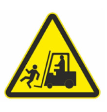 Знак "ВНИМАНИЕ РАБОТАЕТ АВТОПОГРУЗЧИК" (самокл.треугол.200)
