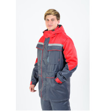 Куртка МАСТЕР-ЛЮКС утеплённая (цв.: красный/серый)