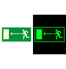 Знак ФЭС E04 "НАПРАВЛЕНИЕ К ЭВАКУАЦИОННОМУ ВЫХОДУ НАЛЕВО" (Самокл. 150 х 300)