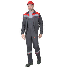 Костюм С-МАСТЕР летний: куртка+п/к, темно-серый с красной отделкой
