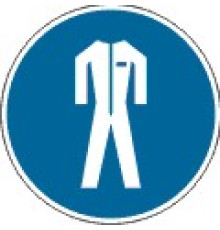 Знак M07 "РАБОТАТЬ В ЗАЩИТНОЙ ОДЕЖДЕ" (Самокл. 150 х 150)