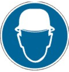 Знак M02 "РАБОТАТЬ В ЗАЩИТНОЙ КАСКЕ (ШЛЕМЕ)" (Самокл. 150 х 150)