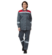 Костюм ПАНТЕОН женский серый/красный (куртка и брюки)