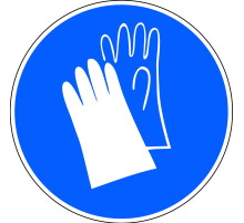 Знак М06 "Работать в защитных перчатках", 200x200 мм, пленка