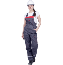 Полукомбинезон женский ХАЙ-ТЕК SAFETY летний сер/крас (ПКОМ 674)