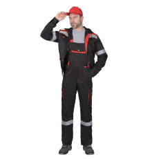 Костюм С-ТИТАН куртка, п/к черный с красным с СОП (02310)