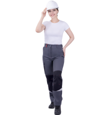 Брюки ТУРБО SAFETY летние женские сер/чер/крас (БРЮ 628)